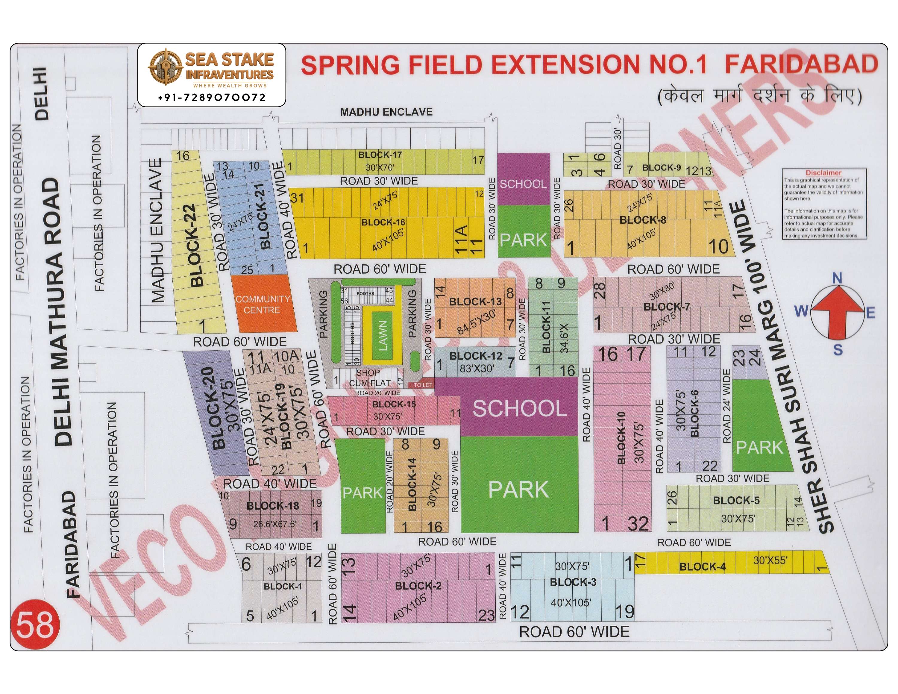 Faridabad HUDA Map Layout Spring Field Extension No.1