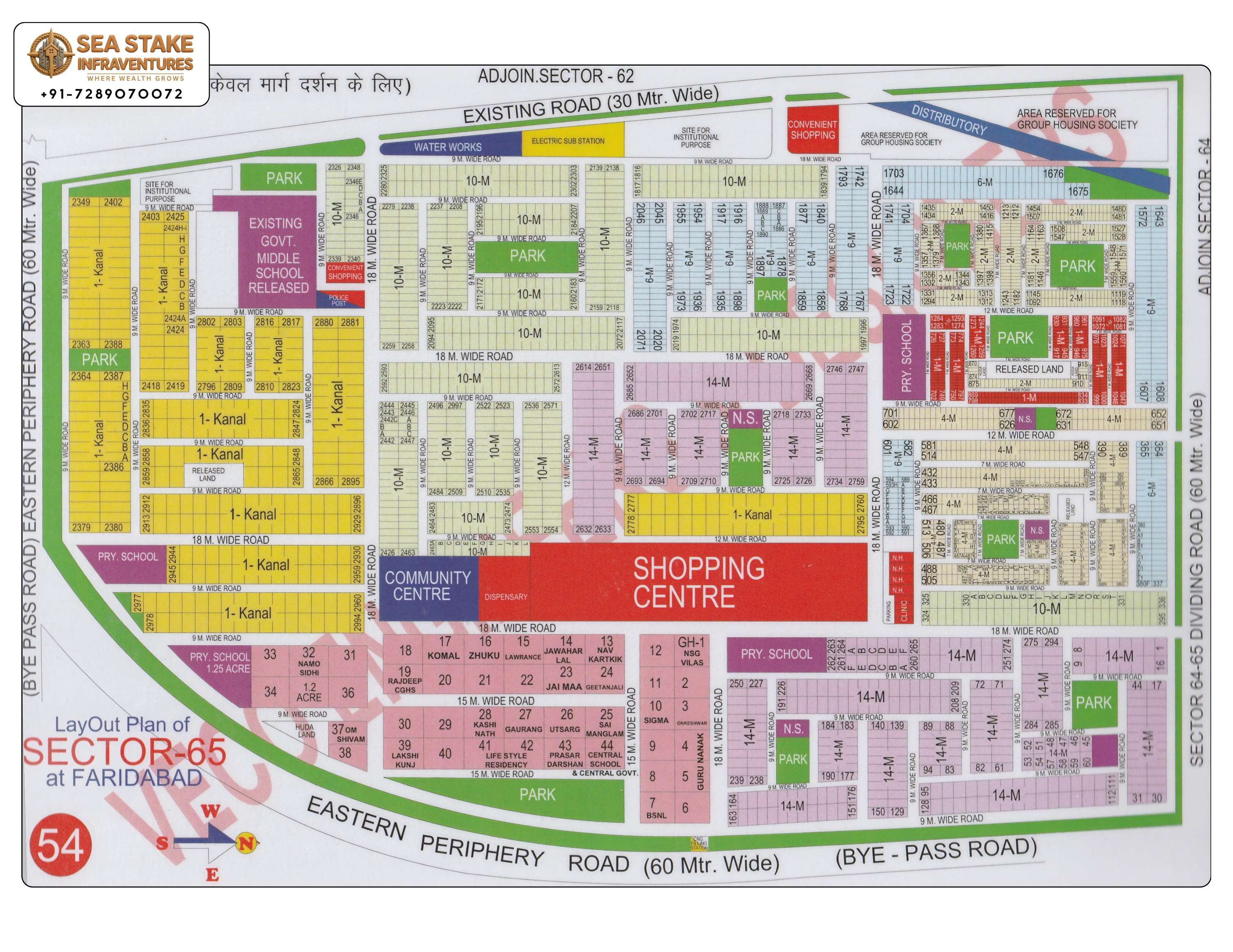 Faridabad HUDA Map Layout Sector 65
