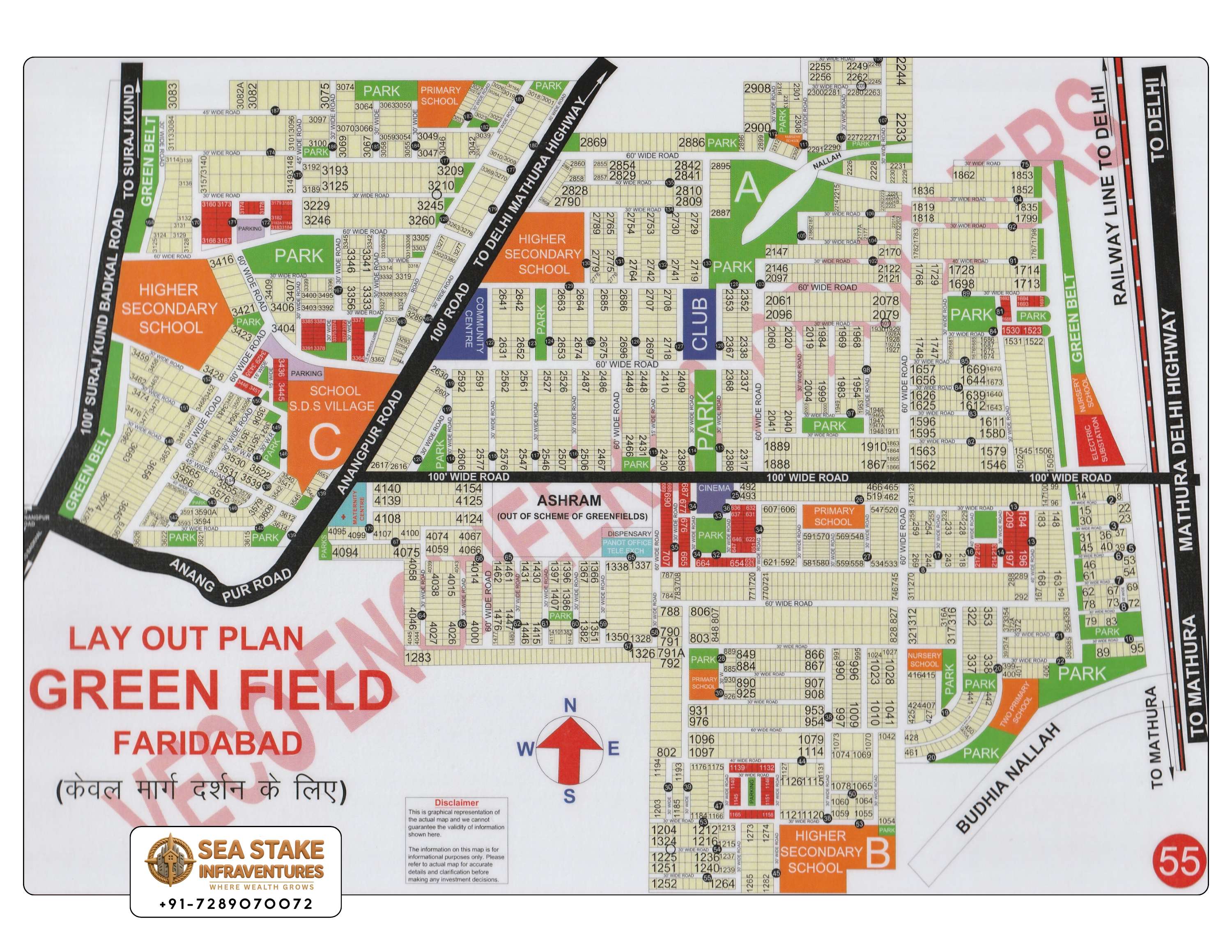 Faridabad HUDA Map Layout Green Field