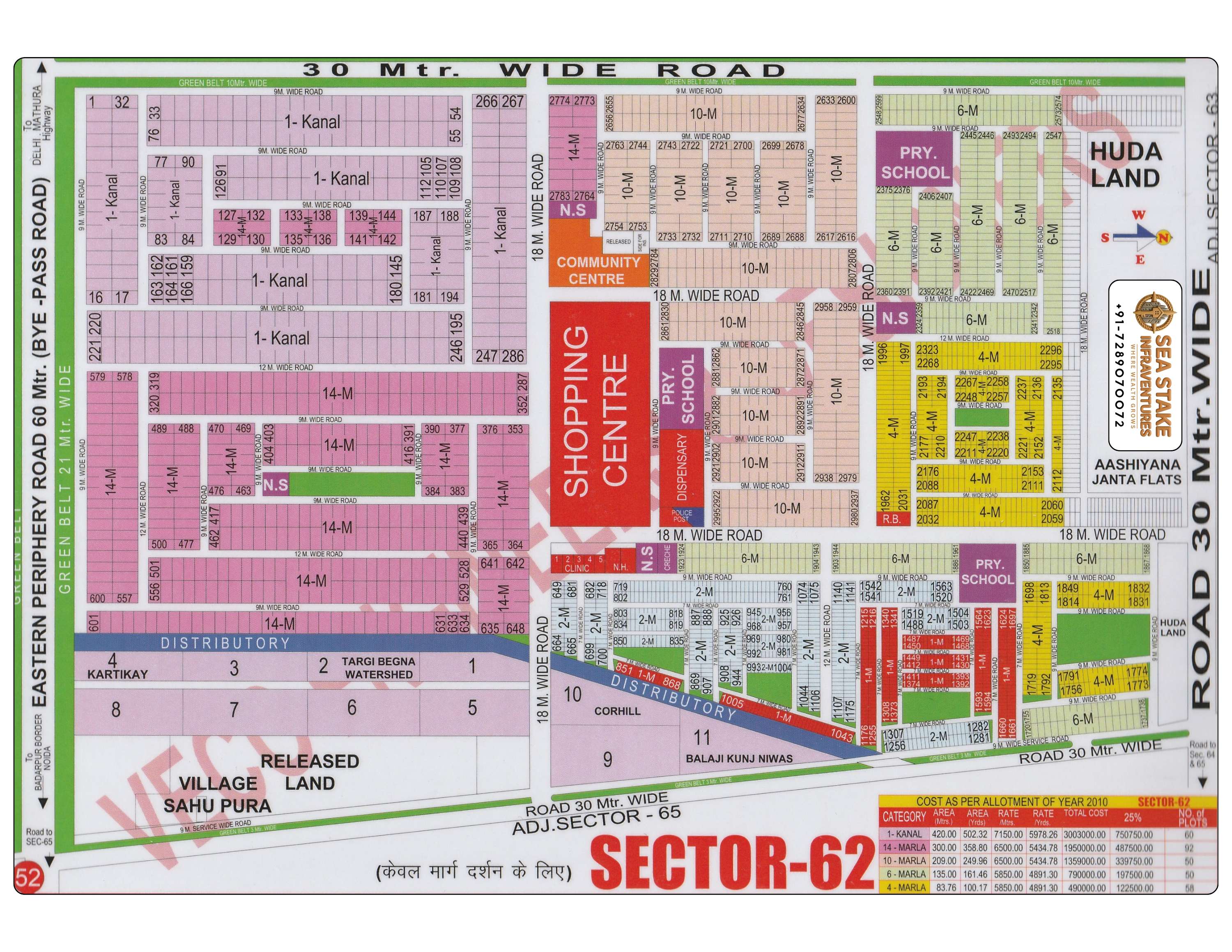 Faridabad HUDA Map Layout Sector 62