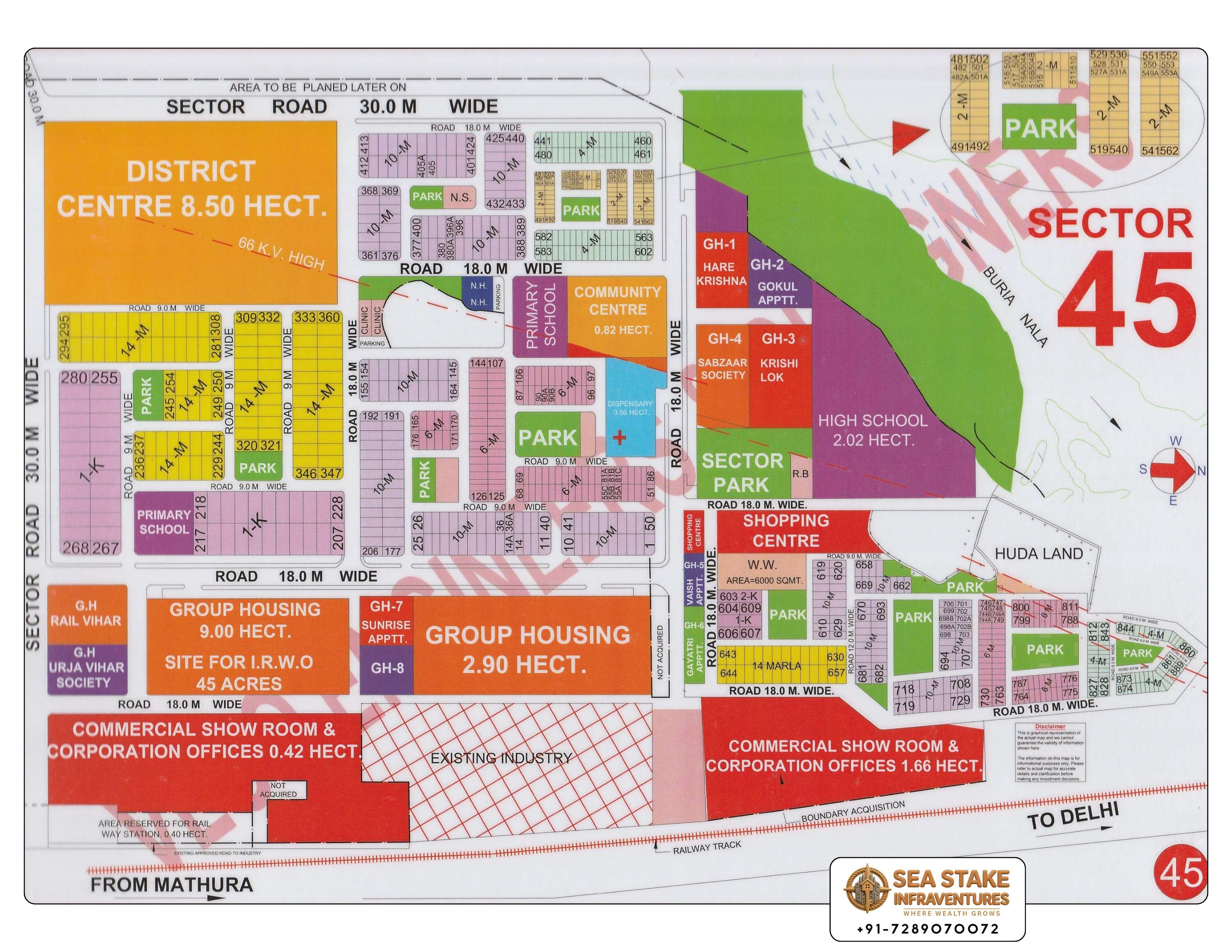 Faridabad HUDA Map Layout Sector 45