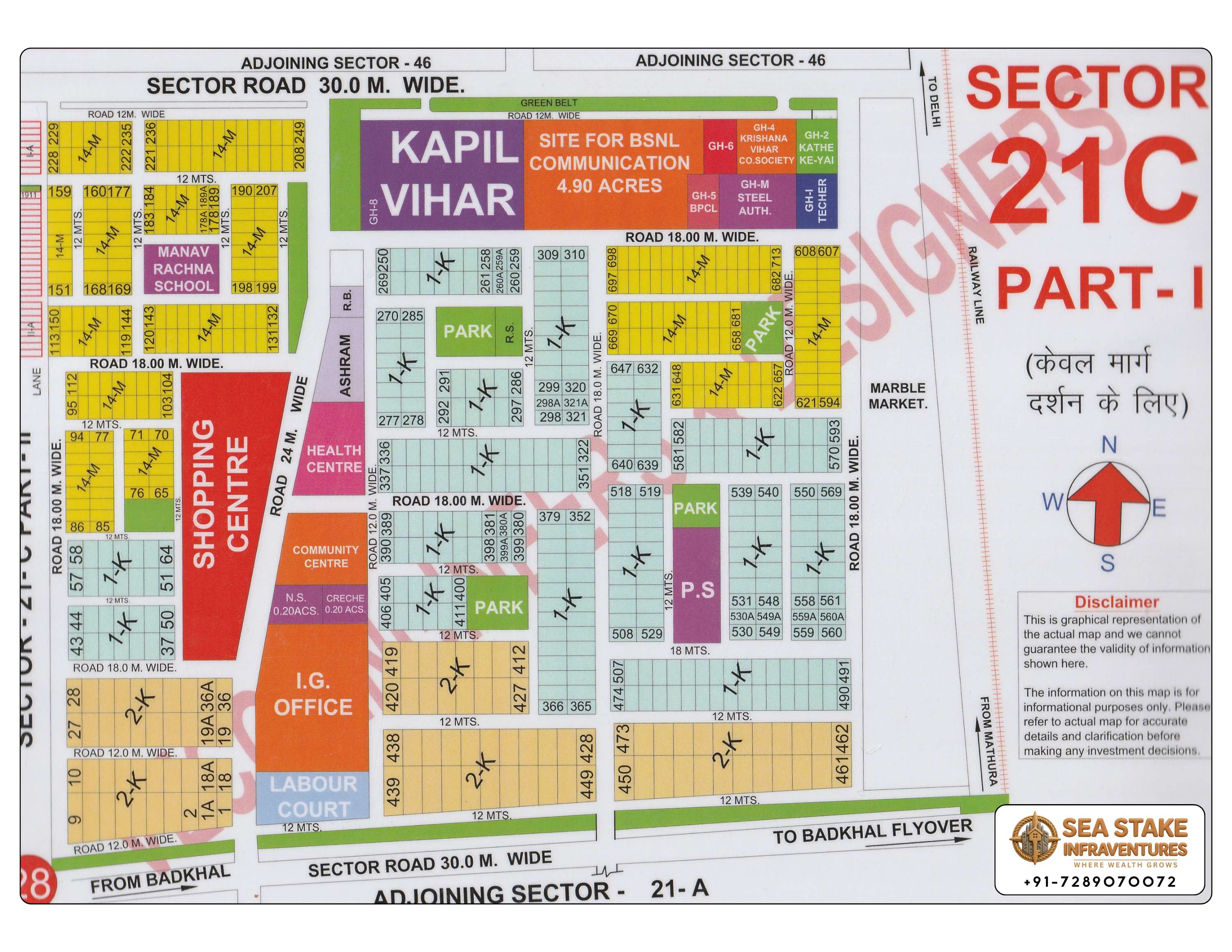 Faridabad HUDA Map Layout Sector 21C phase 1