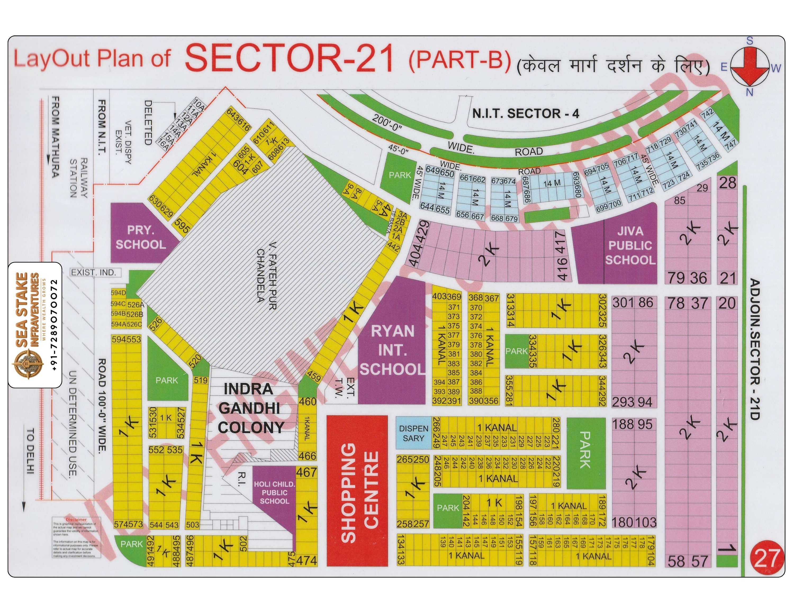 Faridabad HUDA Map Layout Sector 21 Part B