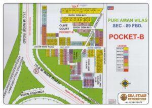 Adore Smart City 2 Sector 97 Faridabad layout map showing residential plots, commercial area, community space, green zone and internal road network