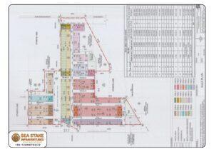 Affordable residential plots sale plan showing residential layouts, commercial areas, community facilities, green spaces, proposed roads and plot calculations in Faridabad